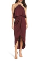 Women's Shona Joy Ruffle Halter Tulip Gown - Burgundy