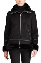 Women's Lauren Ralph Lauren Faux Shearling Bomber Jacket - Black