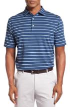 Men's Peter Millar Tradeshow Stripe Polo, Size - Blue