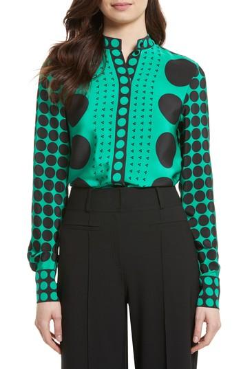 Women's Diane Von Furstenberg Print Silk Blouse - Green
