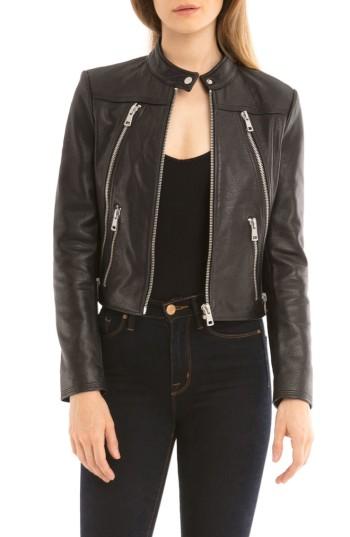 Women's Bagatelle Textured Leather Jacket - Black