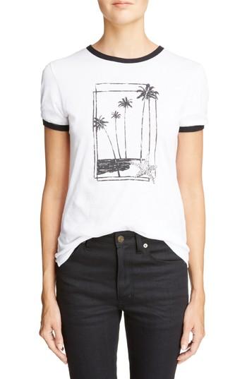 Women's Saint Laurent Palm Tree Graphic Tee - White