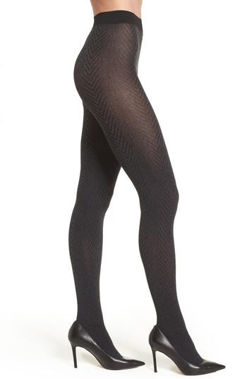 Women's Oroblu Blanca Herringbone Tights - Black