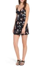 Women's Soprano Floral Print Tie Back Romper - Black