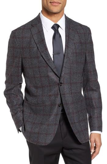 Men's Ted Baker London Kyle Trim Fit Windowpane Wool Blend Sport Coat R - Grey