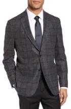 Men's Ted Baker London Kyle Trim Fit Windowpane Wool Blend Sport Coat R - Grey