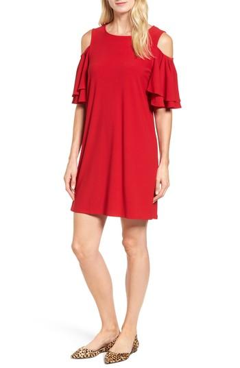 Women's Halogen Cold Shoulder Shift Dress, Size - Red