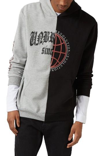 Men's Topman Unbroken Revolution Spliced Hoodie