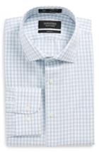 Men's Nordstrom Men's Shop Smartcare(tm) Trim Fit Check Dress Shirt .5 - 34/35 - Green
