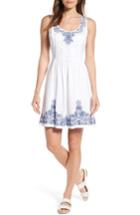 Women's Vineyard Vines Embroidered Fit & Flare Dress - White