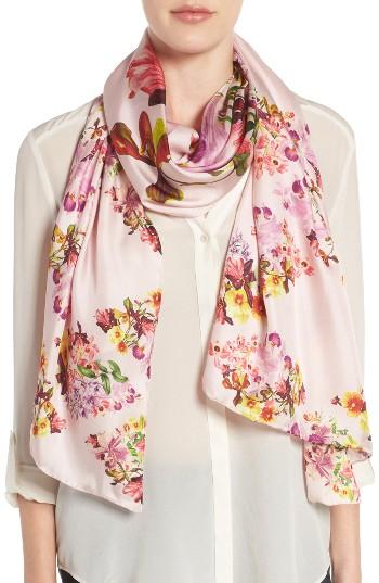 Women's Ted Baker London Lost Gardens Silk Scarf, Size - Pink