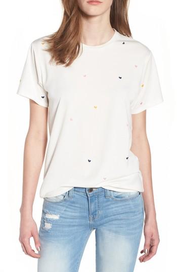 Women's Currently In Love Embroidered Heart Tee - White