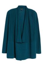 Women's Eileen Fisher Ribbed Merino Wool Long Cardigan, Size - Blue