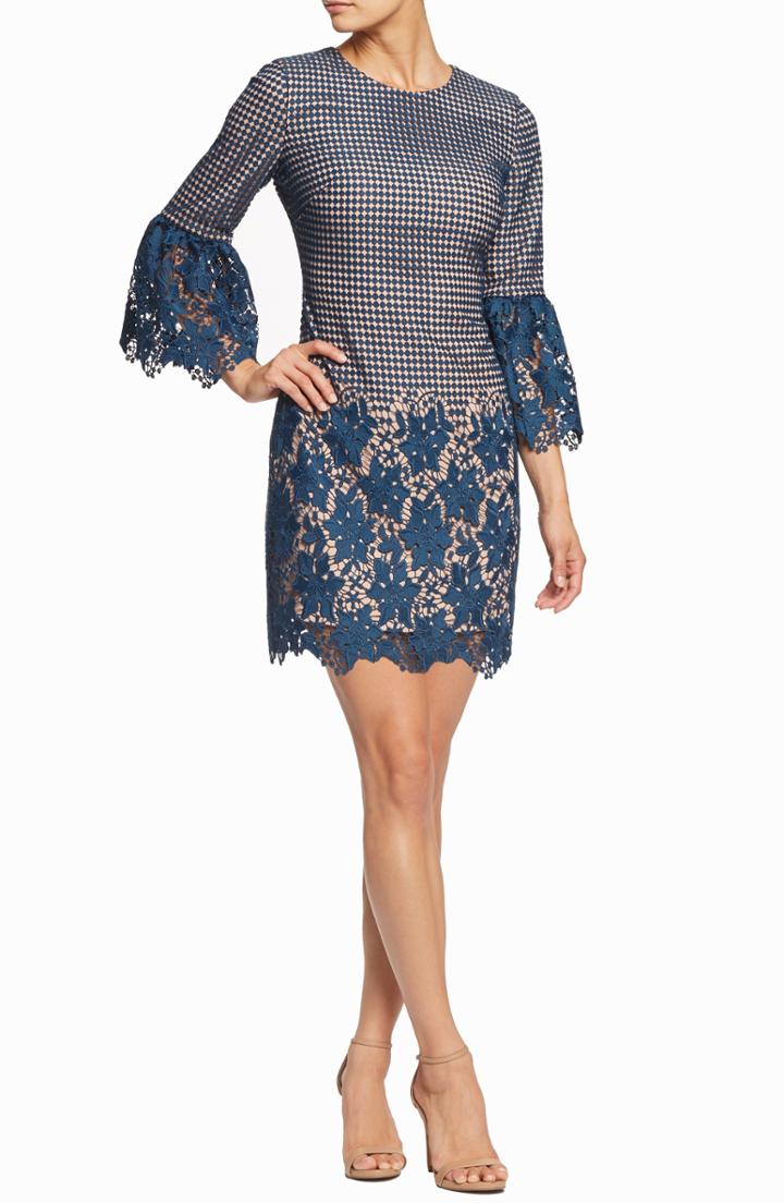 Women's Dress The Population Crochet Minidress, Size - Blue