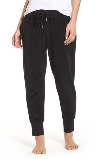 Women's Brunette The Label Brunette Embroidered Velour Jogger Pants /small - Black