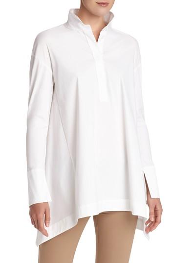Women's Lafayette 148 New York Valen Stretch Cotton Blouse, Size - White