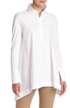 Women's Lafayette 148 New York Valen Stretch Cotton Blouse, Size - White