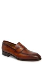 Men's Magnanni Rolly Apron Toe Penny Loafer M - Brown