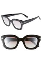 Women's Tom Ford Pia 48mm Square Sunglasses - Shiny Black/ Red To Pearl