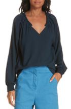 Women's Tibi Savanna Crepe Blouse, Size - Blue