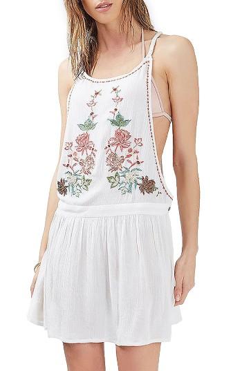 Women's Topshop Embriodered Sundress - Ivory