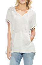 Women's Vince Camuto Tassel Trim Hooded Top, Size - White