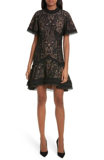 Women's Jonathan Simkhai Tower Mesh Lace Ruffle Minidress