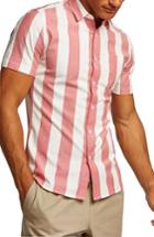 Men's Topman Muscle Stripe Woven Shirt - Red