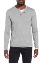 Men's Boss Textor Layered Fit Henley, Size Small - Grey