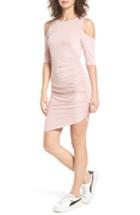 Women's Soprano Ruched Cold Shoulder Dress - Pink