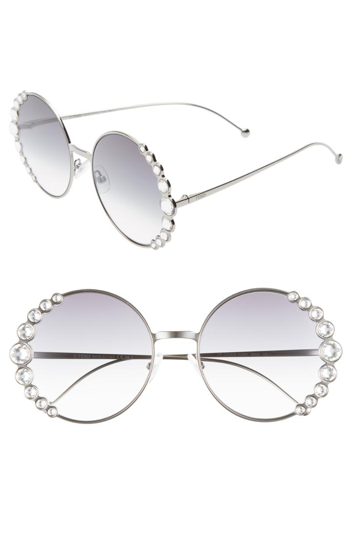 Women's Fendi 58mm Round Sunglasses - Light Gold