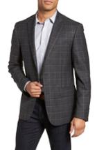 Men's Nordstrom Men's Shop Trim Fit Windowpane Wool Sport Coat R - Grey