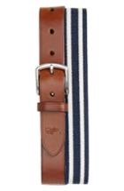 Men's Polo Ralph Lauren Stretch Web & Leather Belt - Navy/ White