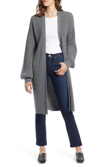 Women's Halogen Long Blouson Sleeve Cardigan - Grey