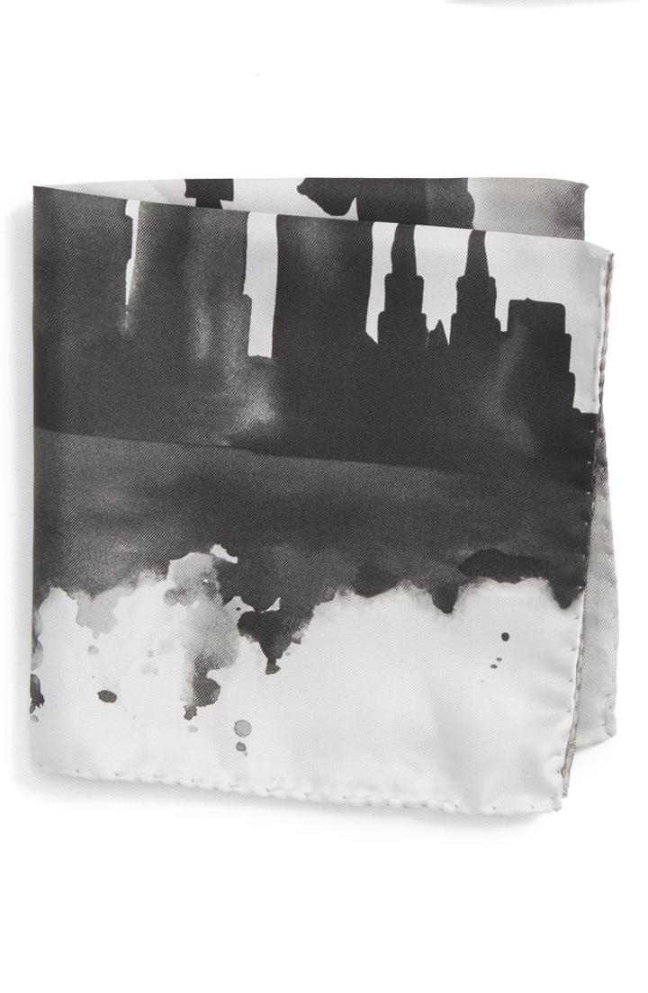 Men's Eton New York Skyline Silk Pocket Square