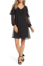 Women's Taylor Dresses Chiffon Cold Shoulder A-line Dress - Black