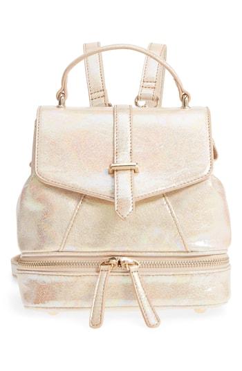 Mailbu Skye Oil Slick Faux Leather Backpack - Beige