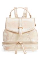 Mailbu Skye Oil Slick Faux Leather Backpack - Beige