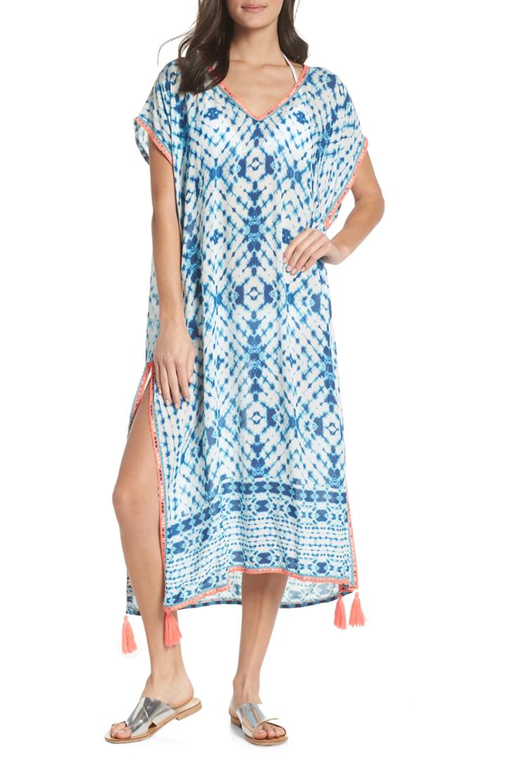 Women's Surf Gypsy Tie Dye Cover-up Caftan - Blue
