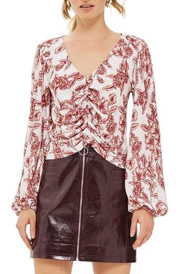 Women's Topshop Sketchy Floral Blouse Us (fits Like 0) - Ivory