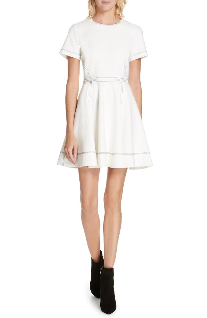 Women's Cinq A Sept Bryce Contrast Stitch Minidress - Ivory