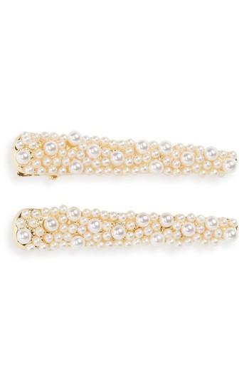 Tasha Set Of 2 Imitation Pearl Hair Clips, Size - Metallic