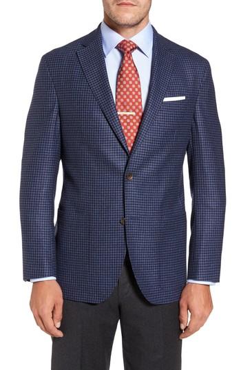 Men's David Donahue Aiden Classic Fit Check Wool & Cashmere Sport Coat R - Blue