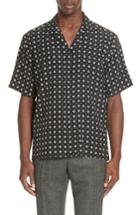 Men's Saint Laurent Patterned Silk Camp Shirt Eu - Black