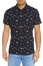 Men's Kahala Surf Bus Trim Fit Print Sport Shirt - Black