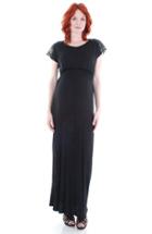 Women's Everly Grey Lace Yoke Maxi Maternity Dress - Black