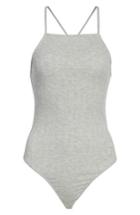 Women's Lace-up Back Bodysuit - Grey