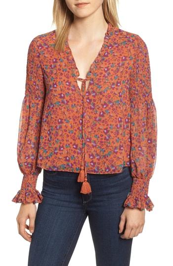 Women's Rebecca Minkoff Penelope Floral Ruffle Top, Size - Orange