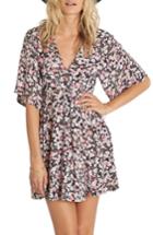 Women's Billabong Dolly Print Flutter Sleeve Dress - Black