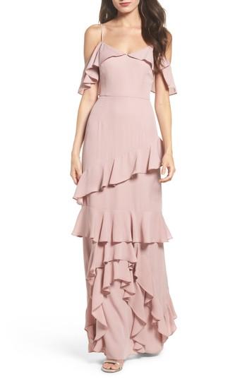 Women's Wayf Danielle Off The Shoulder Tiered Crepe Dress - Purple